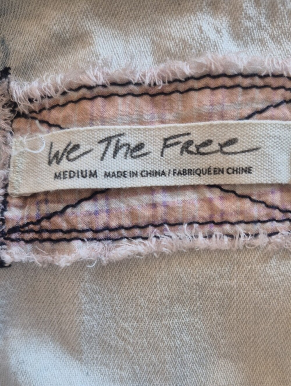 We The Free Lightwash Denim Jacket with Purple Floral Sleeves - Picture 7 of 9
